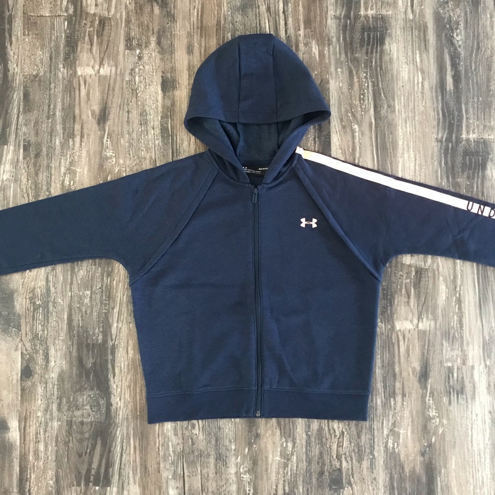 🔵NWT Under Armour navy zip up hooded sweater small